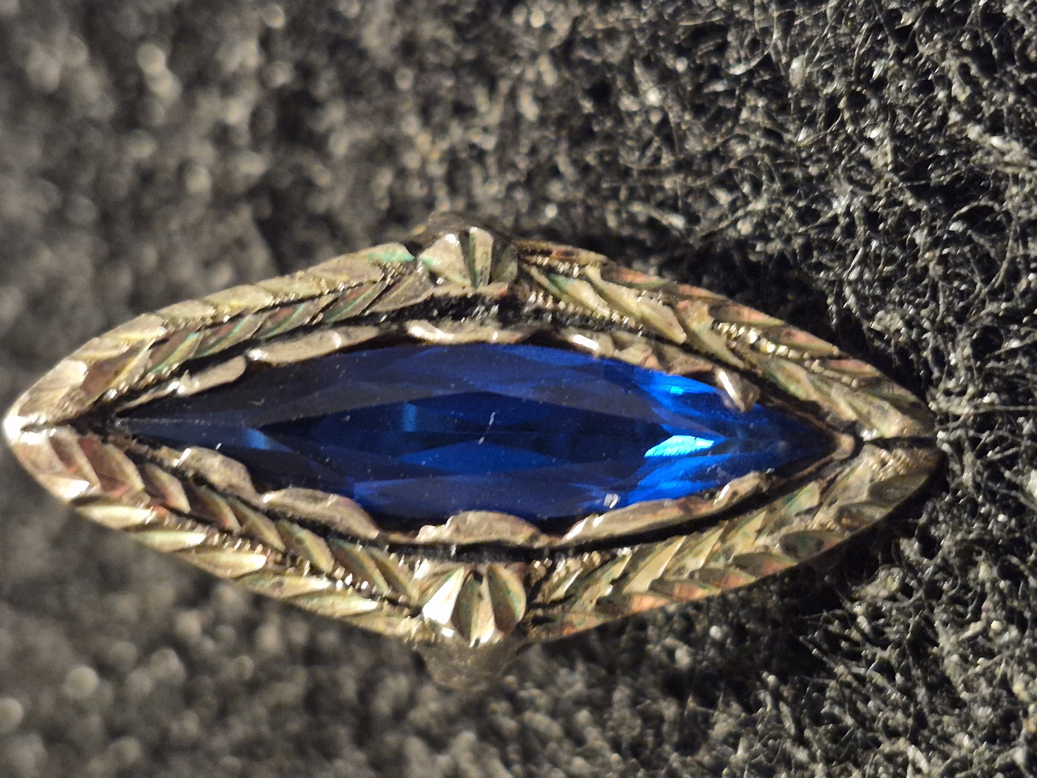 Submitted photo of Art Deco marquise-cut sapphire ring (unauthenticated)
