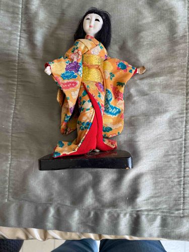 Japanese Geisha Doll on Black Base