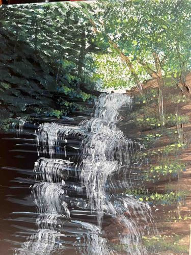 Waterfall in Forest Landscape