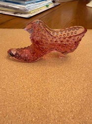 Pink Hobnail Glass Slipper
