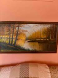 Autumn Landscape Painting in a Dark Wood Frame