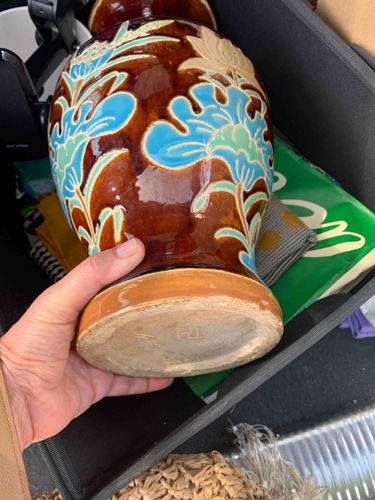 Japanese Glazed and Enamel-Decorated Ceramic Vase