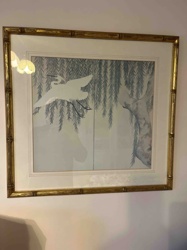Framed Egret and Willow Print
