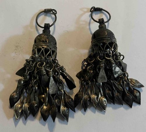 Ethnic/Tribal Silver-Toned Tassel Ornaments (Pair)