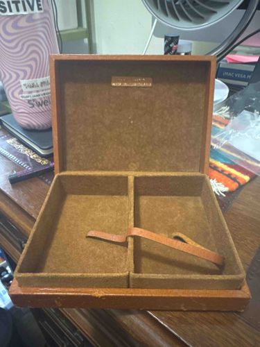 Vintage Pigskin Desktop Organizer Box