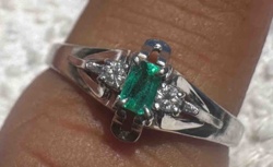 Platinum Emerald and Diamond Ring