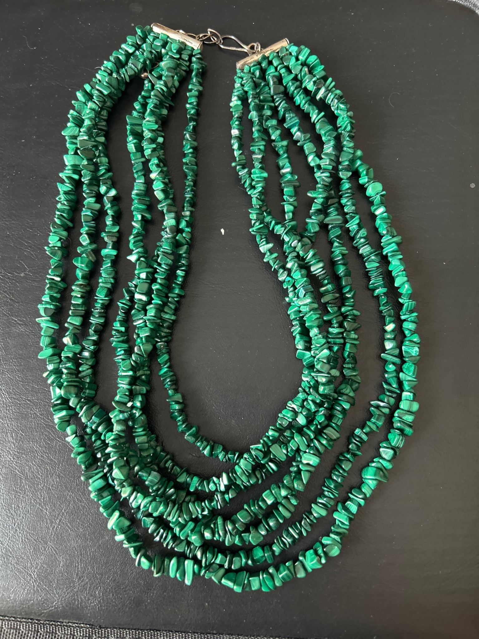Submitted photo of Multi-strand malachite chip bead necklace