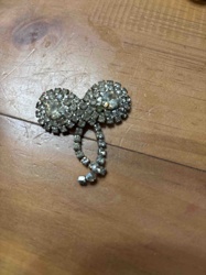 Vintage Rhinestone Brooch with Dangle Element