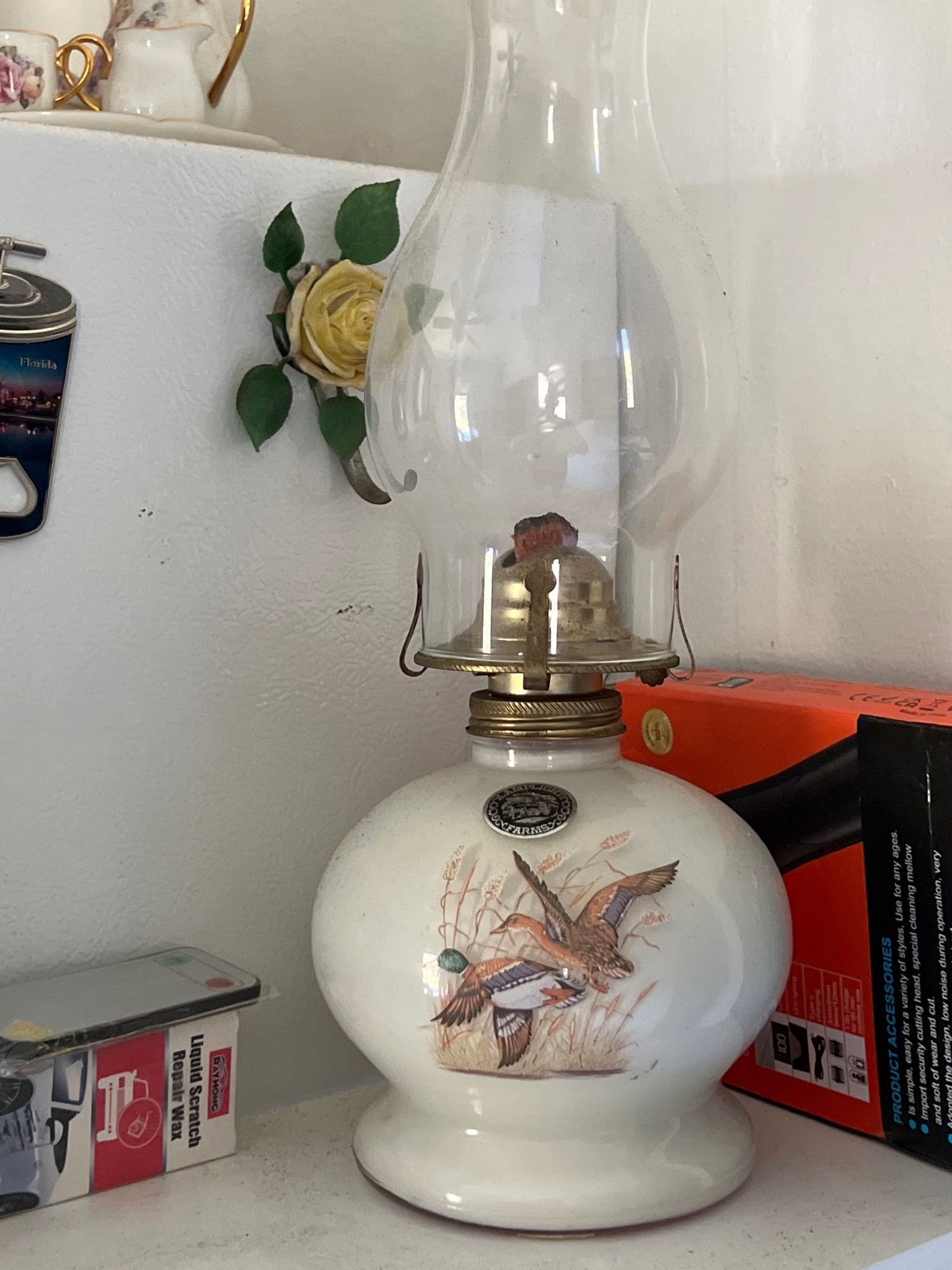 Submitted photo of Milk Glass Oil Lamp with Duck Motif