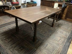 Handmade "Santa Fe Style" Dining Table with Carved Rope Pattern Legs