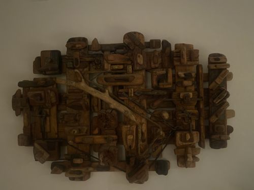 Mid-Century Brutalist Abstract Reclaimed Wood Wall Relief