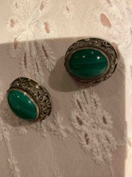 Vintage Malachite Clip-On Earrings