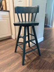 Teal Wooden Bar Stool with Spindle Back