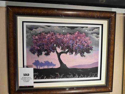 Textured Pink and Purple Tree Landscape Artwork
