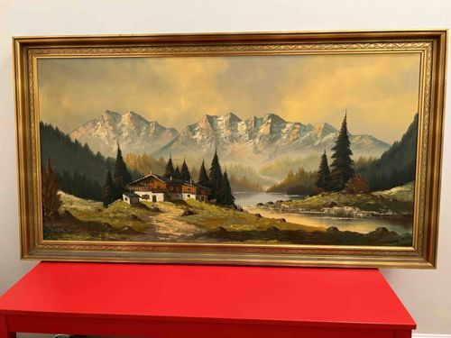 Mountain Landscape Oil Painting by Hans Wolff