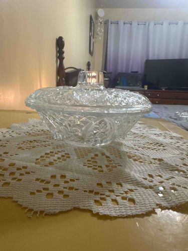 Pressed Glass Covered Candy Dish