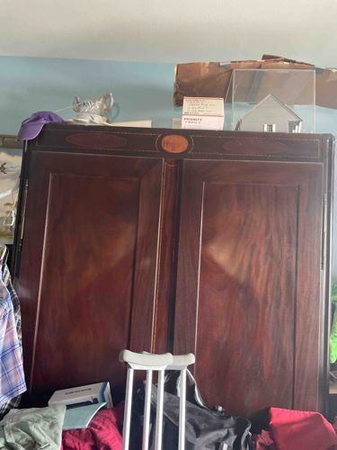 Late Federal Style Inlaid Mahogany Armoire