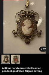 Antique Hand-Carved Shell Cameo Pendant