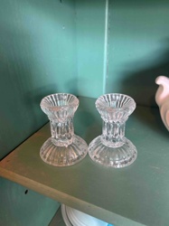 Pressed Glass Candlestick Holders (Pair)