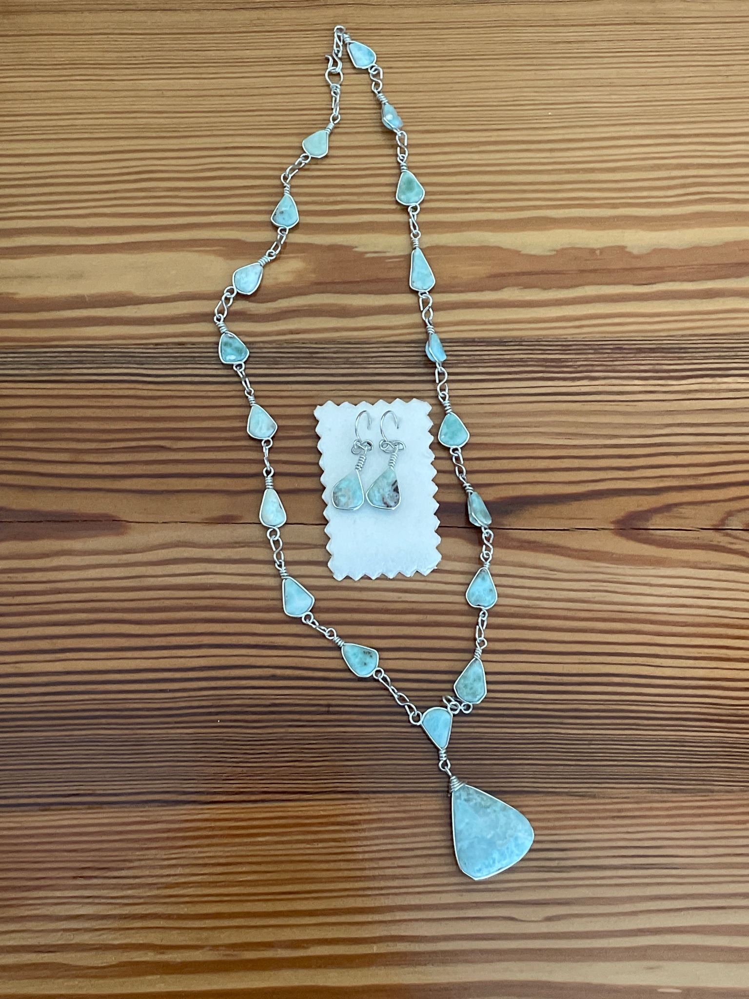 Submitted photo of Larimar and silver-toned jewelry set (not authenticated)