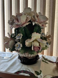 Capodimonte Porcelain Floral Arrangement in Basket