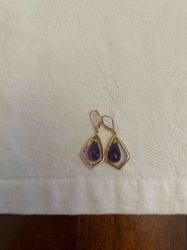 Purple Stone Drop Earrings