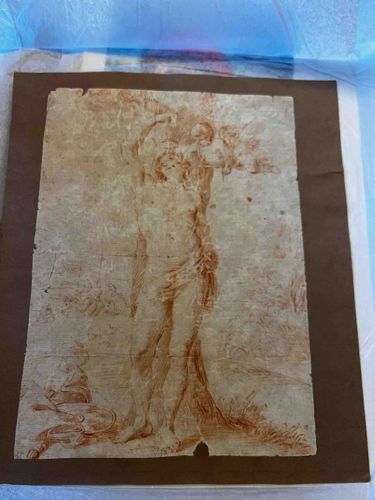 Sanguine Chalk Drawing of Saint Sebastian