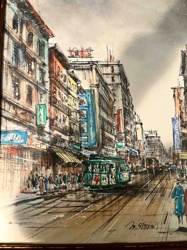 Hong Kong Street Scene with Tram