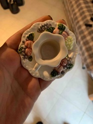 Ceramic Fruit-Decorated Candle Holder