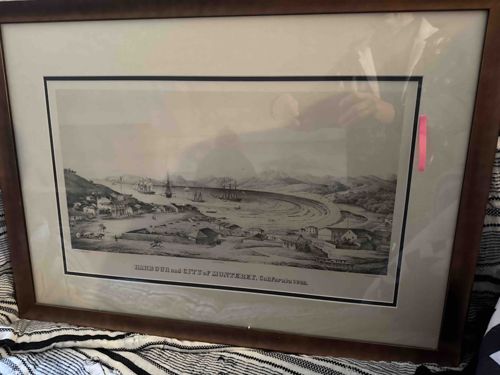 Harbour and City of Monterey, California 1842 - Framed Engraving
