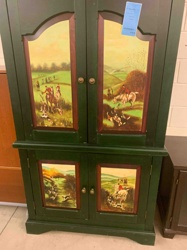 Forest Green Fox Hunting Motif Cabinet