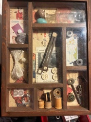 Vintage Sewing and Ephemera Shadow Box Display