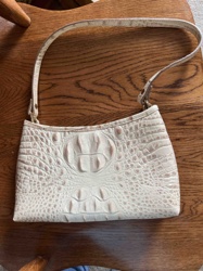 White Embossed Croc-Effect Shoulder Bag