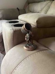 Figural Man Carrying Barrel Sculpture with Holder
