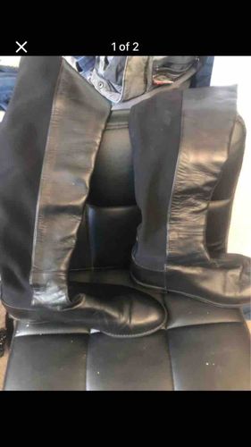 Women's Black Leather and Suede/Textile Over-the-Knee Boots