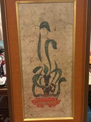Framed Batik Art of Krishna Playing Flute