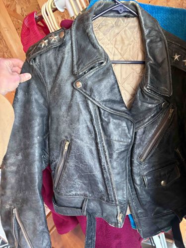 Vintage Black Leather Motorcycle Jacket