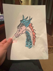 Dragon Head Drawing with Fire Breath