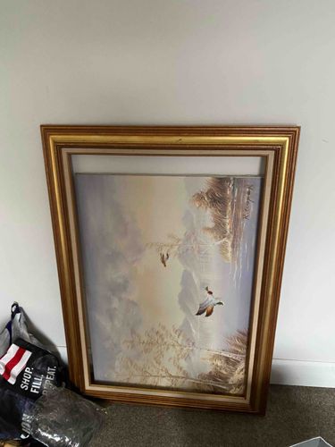 Landscape Painting with Ducks by R. Cooper