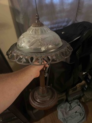 Art Nouveau/Art Deco Style Table Lamp with Frosted Glass Shade