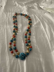 Two-Strand Beaded Necklace with Turquoise-Colored Accent Bead