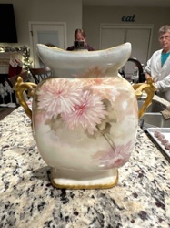Hand-Painted Porcelain Urn Vase with Chrysanthemums