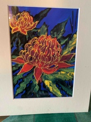 Stylized Floral Art Print with Gold Embellishment