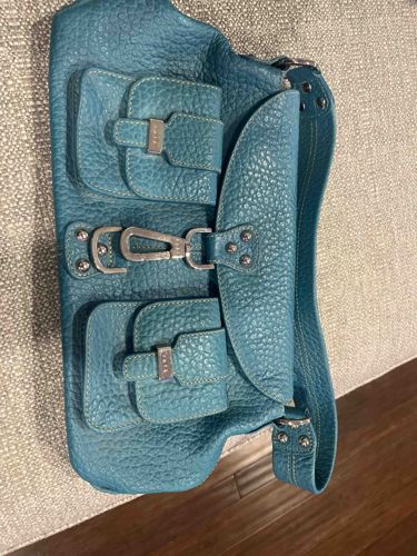 Rafe New York Teal Pebbled Leather Shoulder Bag