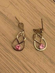 Gold and Pink Gemstone Drop Earrings