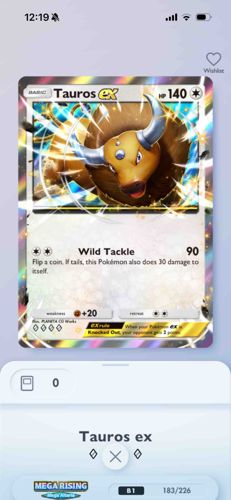 Tauros ex Pokémon Trading Card