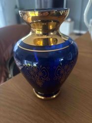Cobalt Blue and Gilt Floral Vase