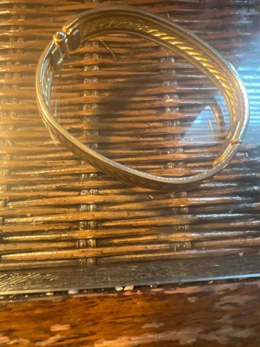 Gold-Tone Hinged Cable Inlay Bangle Bracelet