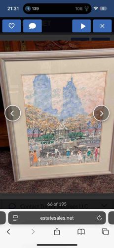Framed Impressionist-Style Cityscape Painting