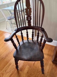 Vintage Windsor Armchair with Spindle Back and Carved Splat